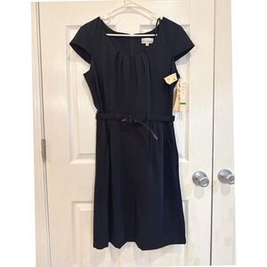 Olivia Matthews Black Dress Size 12 Career Work‎ Office Belted Pockets